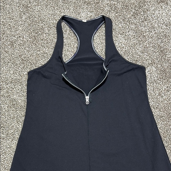 Lululemon black racerback zip front tank top - no size tag- 8/M - Picture 3 of 7